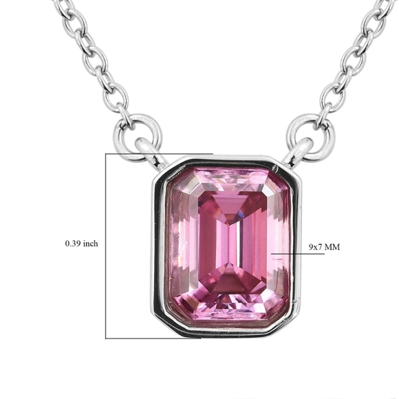 🔥PRICE CUT🔥NWT RARE PINK MOISSANITE NECKLACE IN RHODIUM OVER STERLING SILVER